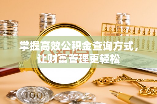 裕民掌握高效公积金查询方式，让财富管理更轻松